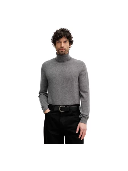 Sweter z golfem Benetton z kaszmiru szary