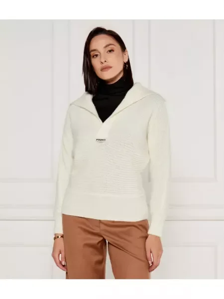 Pinko Pulover SNOWSHOE cu adaos de lână alb