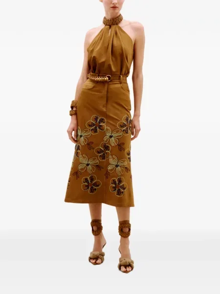 Fustă midi Silvia Tcherassi cu model floral maro