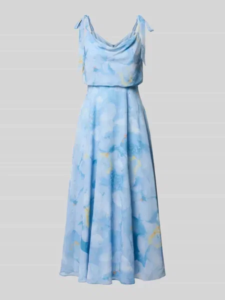 „Sukienka koktajlowa do kolan z kwiatowym wzorem na całej powierzchni” Jake*s Cocktail niebieska