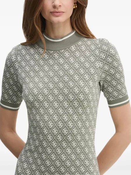Мини рокля Guess с автограф зелено
