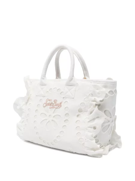 Geantă shopper Mc2 Saint Barth cu volane alb