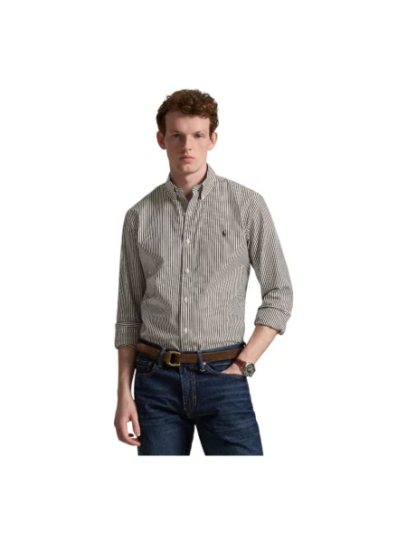 Koszula Ralph Lauren z paskiem biznesowa brązowa