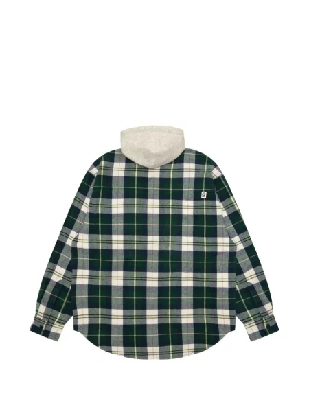 Cămașă Aape By A Bathing Ape în carouri cu glugă verde