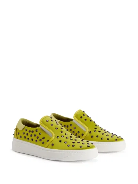 Kožené slip on tenisky Giuseppe Zanotti se cvočky zelené