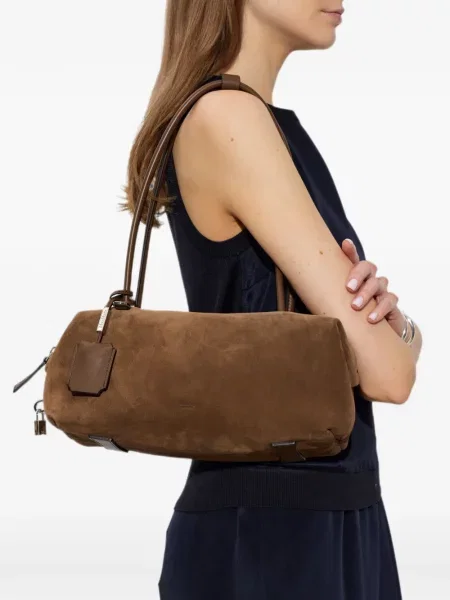 Geantă Max Mara din piele de căprioară maro