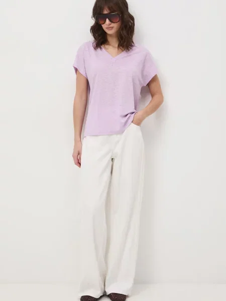 Medicine t-shirt lniany fioletowa