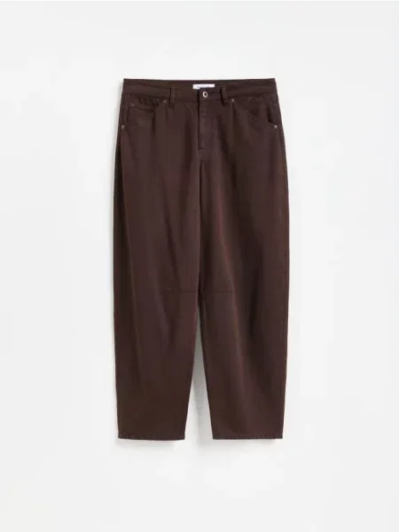Reserved Pantaloni barrel cu lyocell maro-închis maro