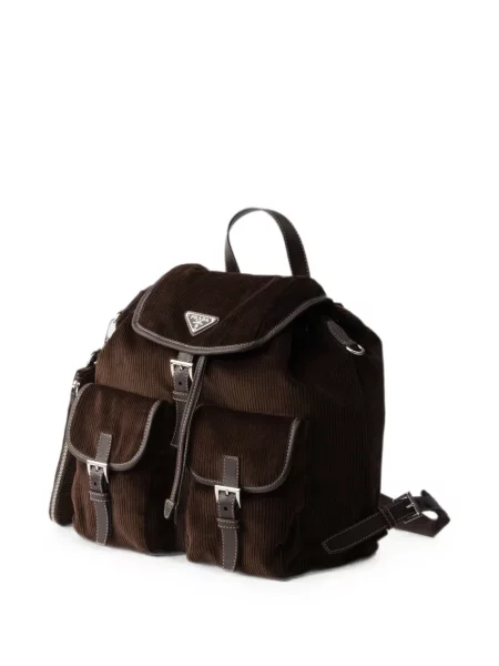 Rucsac Prada de catifea cord maro