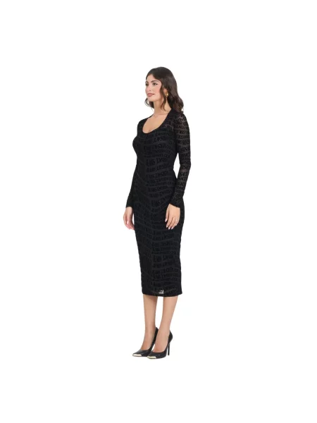 Versace Jeans Couture Sukienki Kobieta S Elegancka Zmysłowa Sukienka Midi czarny