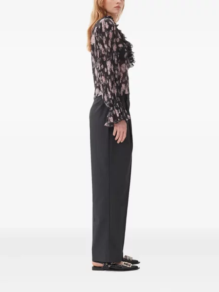 Bluză Ganni cu model floral cu imagine negru