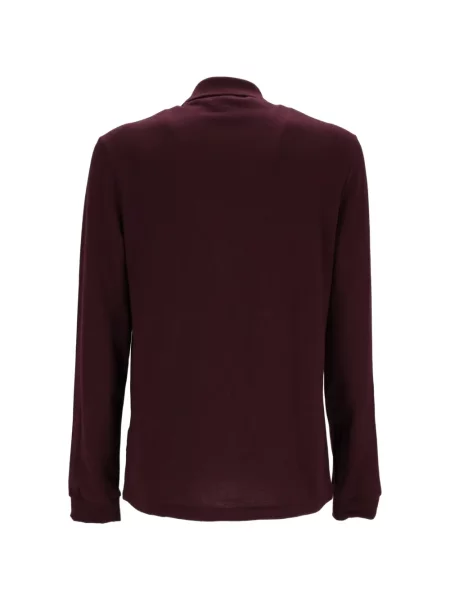 Lung tricou polo Lacoste cu autograf maro