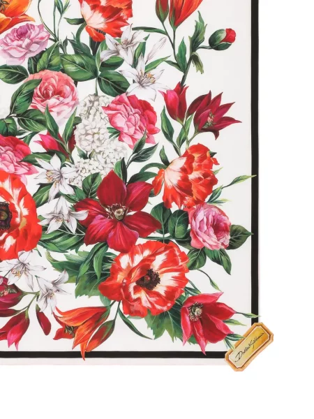 Fular Dolce & Gabbana cu model floral cu imagine alb