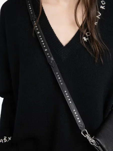 Geanta de piele Zadig&voltaire din piele cu tepi negru