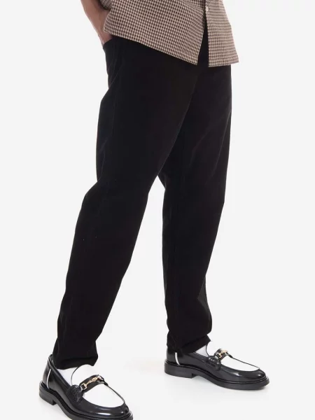 Carhartt WIP pantaloni de catifea cord Newel drept negru