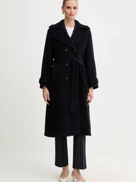 Marella płaszcz z dodatkiem wełny granatowy