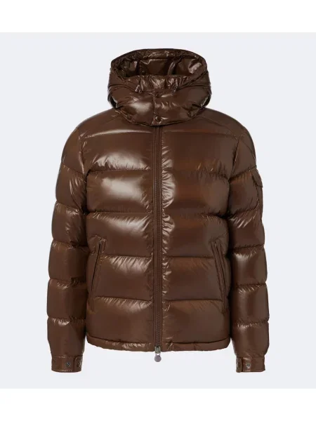 Geacă cu puf Moncler Maya cu glugă maro
