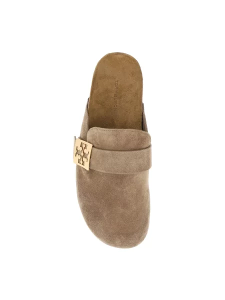 Klapki mules Tory Burch zamszowe brązowe