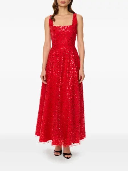 Rochie maxi Post Meridiem cu paiete de costum roșu