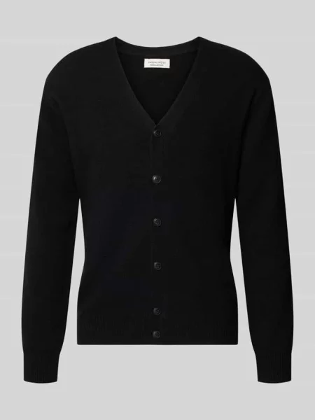 Kardigan z dekoltem w serek model KARL' Casual Friday czarny