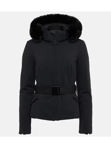 Jeździć na nartach sztuczne futro kurtka narciarska Goldbergh czarna
