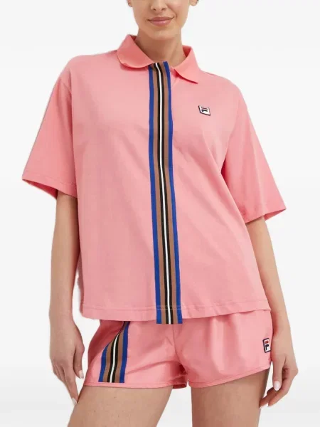 Tricou polo Fila cu dungi cu autograf roz
