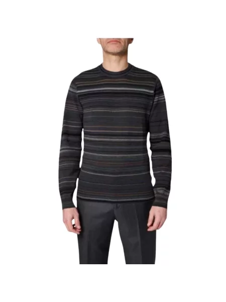 Sweter Paul Smith wełniany w paski z paskiem szary