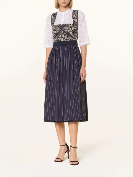 Berwin & Wolff Bluzka Bawarska Z Koronki Z Rękawami weiss biała