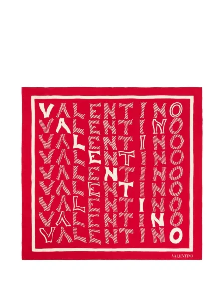 Fular Valentino Garavani de mătase roșu