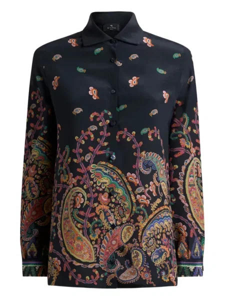 Cămașă Etro cu imagine cu model paisley albastru