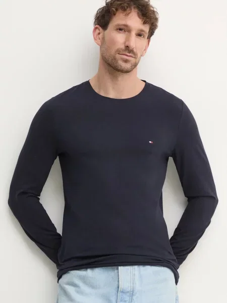 Tommy Hilfiger Majica z dolgimi rokavi Stretch Tee Mornarsko modra