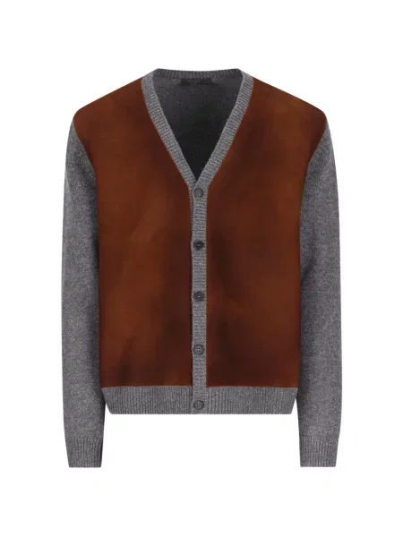 Cardigan Prada din piele de căprioară gri