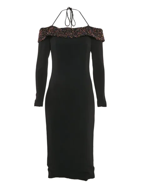 Sukienka midi Cushnie z krepy do kolan garniturowa czarna