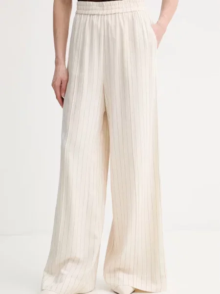 Gestuz pantaloni pentru femei cu amestec de in bej