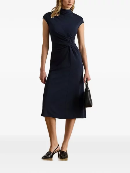 Pulover cu guler înalt rochie midi Lauren Ralph Lauren până la genunchi de costum albastru
