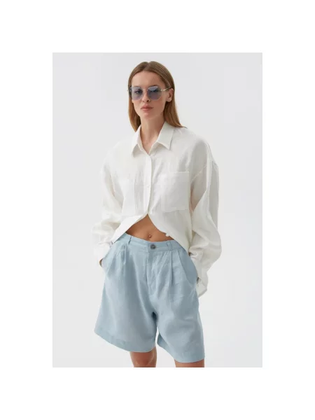 Шорти бермуди з льону Estro блакитні