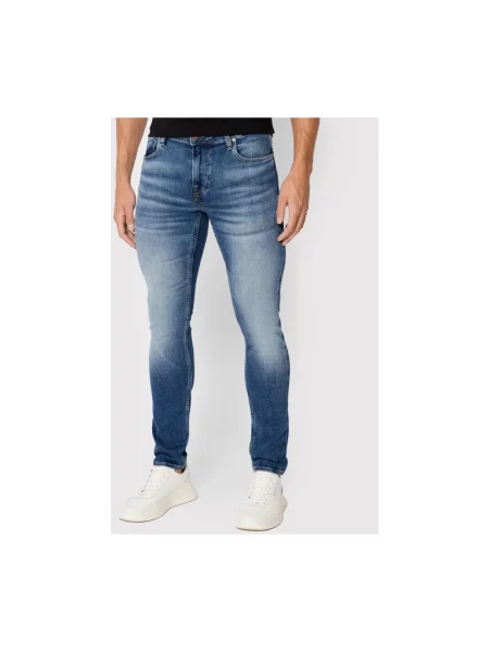 Guess Jeansy Chris Granatowy Super Skinny Fit niebieskie