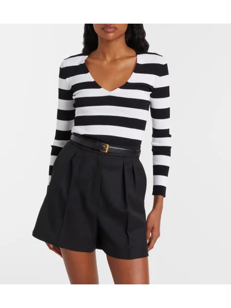Pulover Max Mara cu dungi tricotate negru