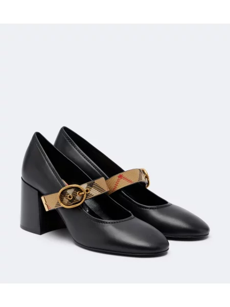 Pantofi cu toc Burberry din piele în carouri negru