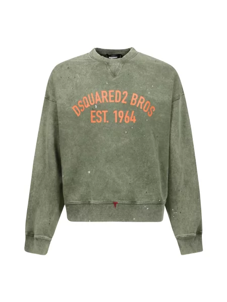 Bluzy Mężczyzna Zielony XL Bluza z efektem vintage Dsquared2 oliwkowa