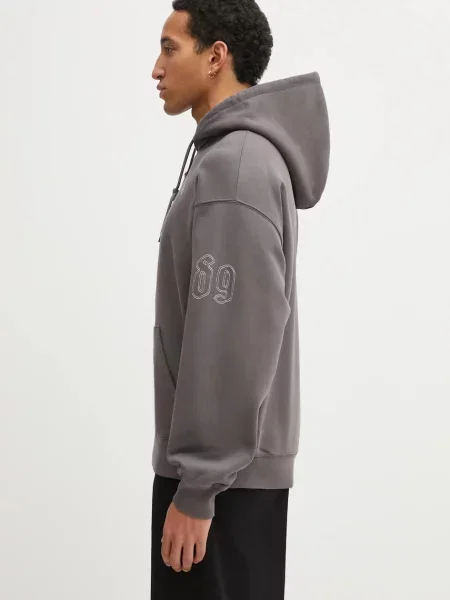 Μπλούζα Carhartt WIP Hooded Hackwork Sweat με κουκούλα καφέ