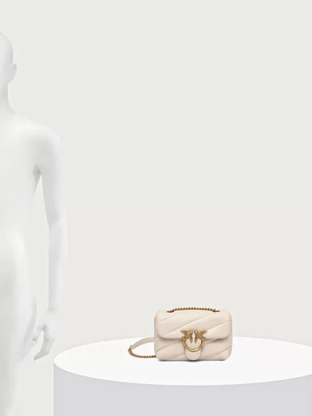 Pinko чанта crossbody дамска от кожа бяло