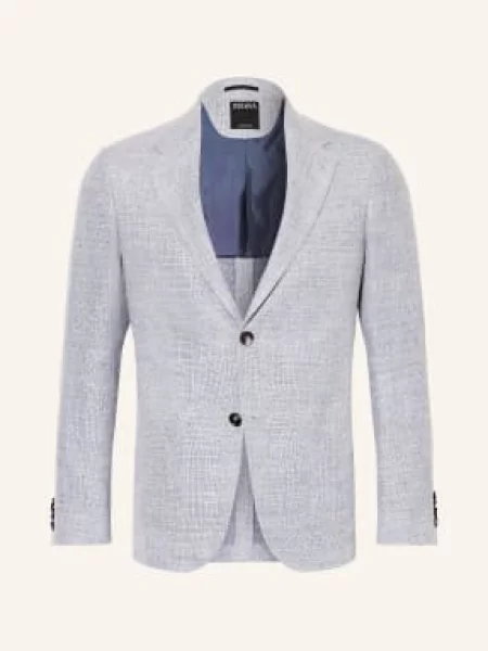 Zegna Lněné Sako Extra Slim Fit černošedá