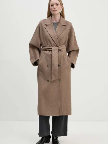 Day Birger et Mikkelsen palton Howard Double Faced Wool femei de tranzitie cu doua randuri de bej