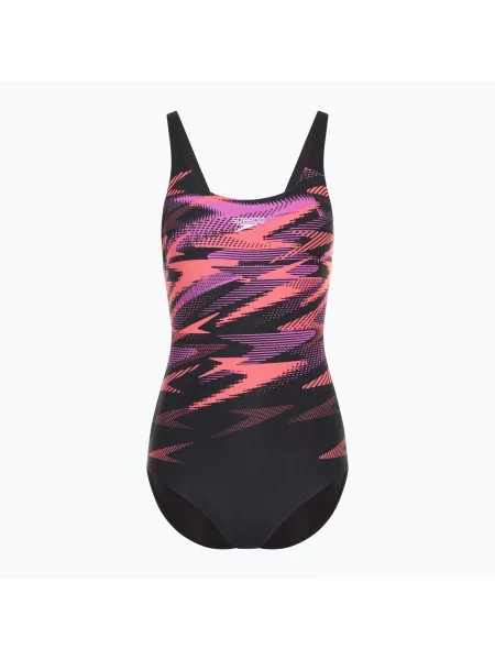 Дамски бански костюм от една част Speedo HyperBoom Placement Muscleback coral sands черно