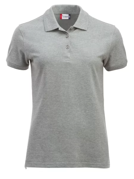 Clique Polo Manhattan z dzianymi paskami przy kołnierzu – grey melange szara