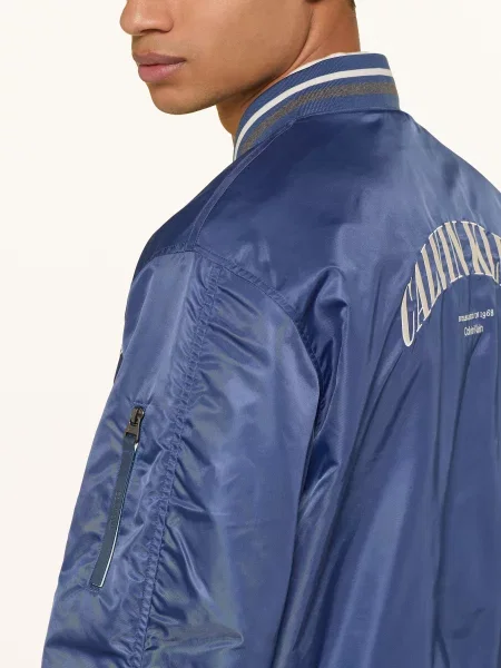 Calvin Klein Jeans Saténová Bunda tmavě / bílá modrá