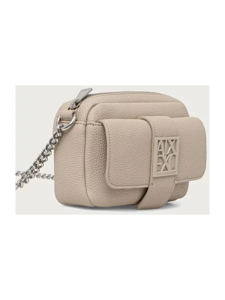 Armani Exchange torebka z imitacji skóry beżowa