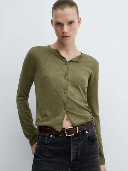 Кардиган MANGO Lukabob віскоза/поліестер зелений