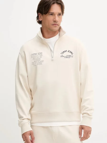 Суитчър Tommy Jeans с принт бежово